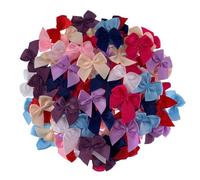 Qiantull Mini lazos de satén, 200 unidades, 2 cm, multicolor, cinta de raso para manualidades, color mini, lazo para manualidades, costura, manualidades, pelo, boda, fiesta, decoración, multicolor, 2