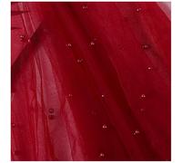 Qiantull Tela de tul con perlas, 300 cm x 160 cm, tela decorativa de tul, tela de tul para costura, manualidades, manualidades, decoración de mesa, boda, velo, cortinas, color rojo vino