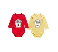 QIANWANYI Body Para Bebé Gemelos Sassy Ketchup Divertido Recién Nacido Manga Larga Ropa Niños Niñas Gemelo Regalos(long 9m)