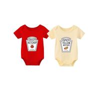 QIANWANYI Body Para Bebé Gemelos Sassy Ketchup Divertido Recién Nacido Manga Larga Ropa Niños Niñas Gemelo Regalos(short 12m)