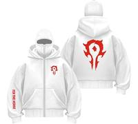 QIANYIFU Sudaderas con Capucha para Hombre De The H.or.d.e Sudadera con Doble Capucha Y Cremallera Completa Sudadera Deportiva para Entrenar Sudadera con Capucha White-1 L