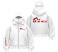 QIANYIFU Sudaderas con Capucha para Hombre De The H.or.d.e Sudadera con Doble Capucha Y Cremallera Completa Sudadera Deportiva para Entrenar Sudadera con Capucha White-3 XL