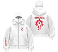 QIANYIFU Sudaderas con Capucha para Hombre De The H.or.d.e Sudadera con Doble Capucha Y Cremallera Completa Sudadera Deportiva para Entrenar Sudadera con Capucha White-5 S