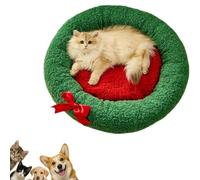 QianYiHC Christmas Tree Triangle Cat Cave Bed,Warm Christmas Cat Tree Beds,Removable and Washable Winter Closed-Off,Soft Comfortable Suitable For Small Cats Dogs Pet To Sleep Nap Hide Play (Round,L)