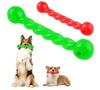 Qianyou Juguetes para Perros, No Tóxico Goma Pasta Dientes, Suave Resistente Cepillo Dientes Perro para Limpieza Dientes, Juguete Interactivos para Kong Perro Mediano PequeñO, 2 PCS Verde/Rojo