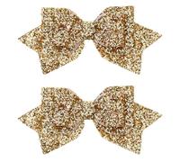 Qianyu 2 lazos brillantes para el pelo con purpurina dorada, bonitos clips de cocodrilo, con lentejuelas, pasadores de boutique, para niñas, adolescentes, mujeres, bodas, Navidad