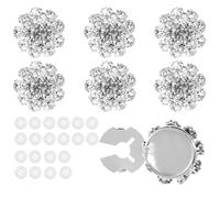 Qianyu 26 fundas para botones de diamantes de imitación con 20 botones de costura, fundas de botones de costura desmontables, decoración de cristal, clips decorativos de cristal, joyería para mujer