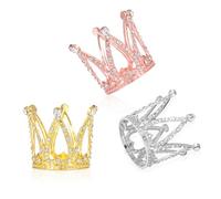 Qianyu 3 piezas Mini Princesa Corona Cake Topper Decoración Corona Cake Topper Gold Kron Cake Topper Brillante Pequeñas Corona Accesorios para Novia Boda Real Tema Cumpleaños Fiesta