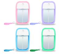 Qianyu 4 botellas de spray reutilizables de 50 ml para tarjetas, portátil, con diseño de tarjeta, botellas vacías con gancho, frascos atomizadores de perfume recargables para desinfectante de manos,