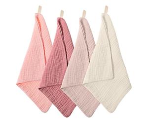 Qianyu 4 paños suaves para la cara, toallitas desmaquillantes muselinas, toallas faciales absorbentes, limpieza diaria, viajes, para mujeres y hombres