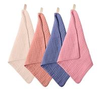 Qianyu 4 unidades de toallitas suaves, toallitas faciales, toallitas desmaquillantes, absorbentes, transpirables, toallas faciales de muselina, para el cuidado de la piel, limpieza diaria, viajes