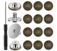 Qianyu Juego de 12 botones ajustables para jeans de 17 mm, sin coser, sin clavos, de metal instantáneo, extraíbles, reutilizables, botones de repuesto para jeans, combo de reparación que contiene