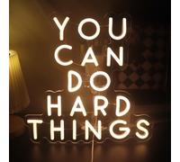 QiaoFei Letrero de neón con texto en inglés "You Can Do Hard Things", citas positivas, luz de neón decorativa para decoración de pared del hogar, habitación de los niños, blanco cálido
