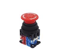 QIAOG AR30VOR Interruptor de botón parada emergencia con cabeza hongo - Apertura montaje 30 mm, autobloqueo, interruptor pulsador 10 A,0507