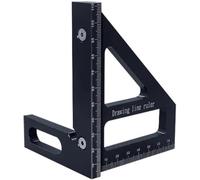 QIAOG Escuadra de carpintero - Transportador ángulos aluminio, regla triangular inglete, medición multiángulo 3D 45/90 grados,117(Black)