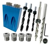 QIAOG Kit de plantilla for agujeros bolsillo for carpintería, guía taladro angular 6/8/10 mm, punzón, localizador, juego brocas for herramientas,0308