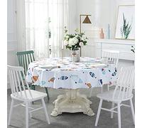 QIAOH Mantel Redondo Cubremesa para Mesa Diameter 180cm, Antimanchas Mantel De Hule, para Mesa Comedor, Mantel Hule Redondo, Mantel Plastico Cumpleanios, Mantel De PVC para Mesa