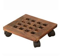 QIAOH Soporte para Plantas 35x35cm, Resistente De Madera con Rueda Bloqueable, Soporte Plantas Madera, Soporte Cuadrado para Macetas para Interiores Y Exteriores