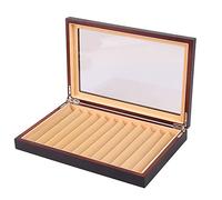 Qiaohome 12 Grid Wooden Pen Display Case Storage Luxury Fountain Case Ventana Transparente Pen Box-ColeccióN Organizador Ebony