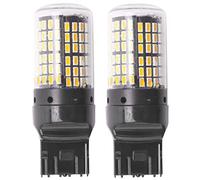 Qiaohome 2 Unids Super Brillante T20 7440 W21W Wy21W 144-Smd Luz De Marcha Atrás Luz De Intermitencia Luz Libre Errores No Flash T20 7440 Bombillas Led, Carcasa Negra (Luz Amarilla)