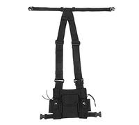 Qiaohome Arnés para radio de bolsillo para radio en el pecho, bolsa frontal para radio walkie talkie de 2 vías para UV-5R, color negro, Black