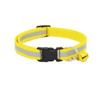 Qiaohome Collar reflectante ajustable para mascotas, hebilla de liberación de seguridad con campana para gato y perro (amarillo)