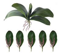Qiaohome Hojas de OrquíDeas Phalaenopsis Plantas de Contacto de LáTex de RaíCes Artificiales de Aspecto Real Arreglo de Hojas de ImitacióN, 6 Piezas