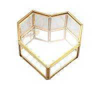 Qiaohome Joyero de cristal geométrico en forma de corazón con forma de corazón, caja de anillo de cristal, exquisito y único para decoración de boda