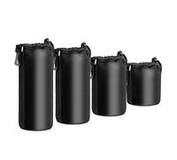 Qiaohome Juego de 4 fundas para lentes de cámara, pequeñas, medianas, grandes y extragrandes, para cámara DSLR, bolsa a prueba de golpes, Black