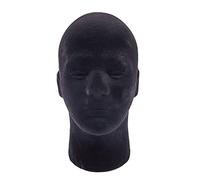 Qiaohome Maniquí de Espuma para Hombre, Modelo de Cabeza de maniquí, Pelucas, Gafas, Gorra, Soporte de exhibición, Negro