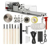 Qiaohome Mini MáQuina de Torno DIY, Torno de Madera para CarpinteríA, Fresadora, Cuentas de Pulido, Juego de Herramientas Rotativas, Enchufe de la UE