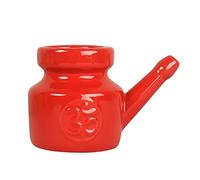 Qiaohome Olla Neti de CeráMica de 350 Ml para Limpieza de Nariz, Duradera, una Prueba de Fugas, para Enjuague Nasal, Lavado de Nariz, Hombres y Mujeres, Rojo