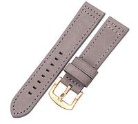 QiaoJun Correa Reloj,Correas De Reloj De Cuero Bandas de reloj de cuero Pulsera Black Blue Grey Brown Reloj de la correa para las mujeres Hombres 18 20mm 22mm 24mm pulsera(Gray gold buckle,20mm)