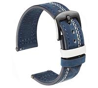 QiaoJun Correa Reloj,Correas De Reloj De Cuero Reloj Bandas Pulsera Lanzamiento rápido Verde Brown Black para hombre Reloj Correa de cuero 20mm 22mm Cuero Vintage(Blue,22mm)