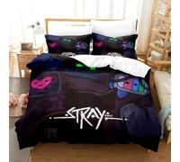 QIAOLA Game Stray Funda nórdica y funda de almohada de 135 x 200 cm, diseño de gato, funda de almohada de 80 x 80 cm, con cremallera, decoración para habitación individual para niños (B, V, 200 x 200