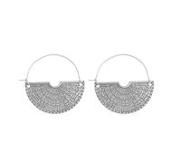 QIAOLEHUI Pendientes de aro colgantes geométricos dorados exagerados de medio círculo para mujer, L, Metal, Sin piedra preciosa