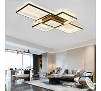 Qiaomao Lampara Techo LED Moderna, Regulable Lampara de Techo Salon, Plafon LED Techo Rectangular con Control Remoto, Lamparas Comedor, Iluminación Integrada en la Base del Cubo Central, Negro, 85cm