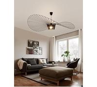 Qiaomao Vintage Lámpara Colgante,Vintago Sombrero luz de Suspensión Moderna Lámpara de Salón, Cocina, Comedor, Dormitorio Lamparas de Techo Retro de araña Fibra de Vidrio+Poliuretano E27(Negro 140cm)