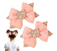 Qiaonan Clips para el pelo | 2 unidades lindas pinzas de pelo con purpurina | pinzas para el pelo con diseño de corazón | para niñas, peinados, escuela, cumpleaños, vacaciones, vacaciones, y