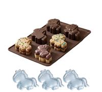 Qiaonan Molde de Caballo para Chocolate - 6 Cavidades para Resina Epoxi | Molde de Hielo con Forma de Caballo | Para Jabones Hielos Caramelos Repostería Pasteles Hazlo Tú Mismo Gelatina Gominolas