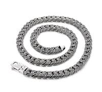 Qiaonitu Collar de cadena cubana retro de 12 mm para hombre y mujer, estilo punk, vintage, hiphop, metal antiguo, acero inoxidable, negro, para motociclista, joyería de 20 a 28 pulgadas, 65 cm, Acero