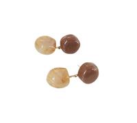 QIAOQI Pendiente de mujer Retro Forma de bola Colgante Resina Colgante Colgante Damas Niñas Aguja de Plata Personalidad Joyería (Marrón)