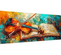 Qiaoqoo Diamond Painting kit Completo, Abstracto DIY Pintura Diamante, Violín Cuadros de Diamantes 5D, Punto de Cruz Grande, Diamond Painting, Adultos,Niños, Decoración hogar y de la pared 75x30cm