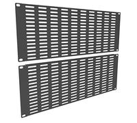 QiaoYoubang Paquete de 2 paneles en blanco ventilados - Panel de relleno de metal para rack de servidor de 19 pulgadas o gabinete, negro (4U)