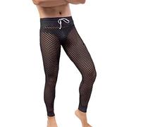 QiaTi Mallas de malla para hombre, elásticas, largas, con cordón