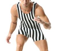 QiaTi Monos de entrenamiento para hombres de lucha libre, deportivas, uniformes de entrenamiento, a rayas, monos de una pieza para hombres, 3#rayas, XL
