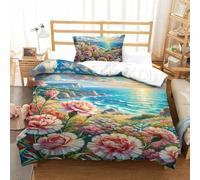 QIAVXZIP 3D Impreso claveles 2 Piezas Juego De Funda Edredon 1 Fundas De Almohada Microfibra con Cremallera Transpirable para Niños Y Adolescentes Single（135x200cm）