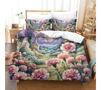 QIAVXZIP 3D Impreso claveles 3 Piezas Hojas Funda Edredon 2 Fundas De Almohada Microfibra con Cremallera Hipoalergénica para Niños Y Adolescentes Super King（260x220cm）