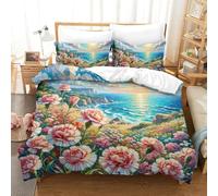 QIAVXZIP 3D Impreso claveles 3 Piezas Hojas Funda Edredon 2 Fundas De Almohada Microfibra con Cremallera Hipoalergénica para Niños King（220x240cm）