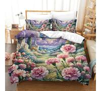 QIAVXZIP 3D Impreso claveles 3 Piezas Hojas Funda Edredon 2 Fundas De Almohada Novedad con Cremallera Hipoalergénica para Niños Double（200x200cm）